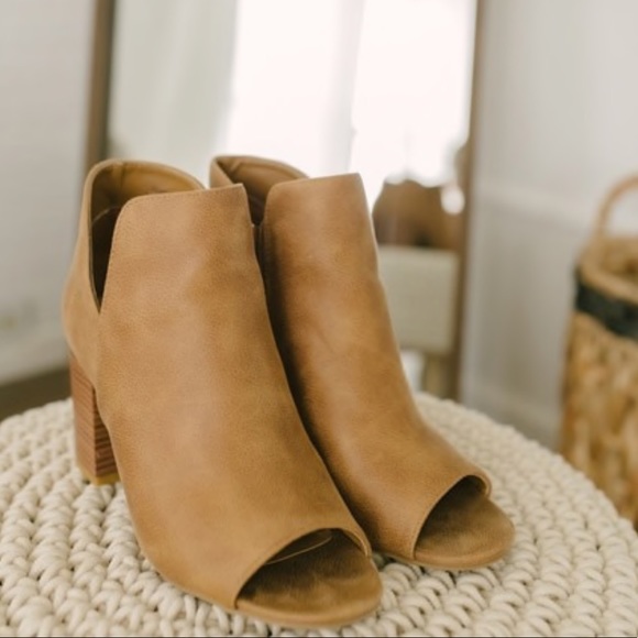 Taupe All season Peep Toe Suede bootie - Picture 6 of 8